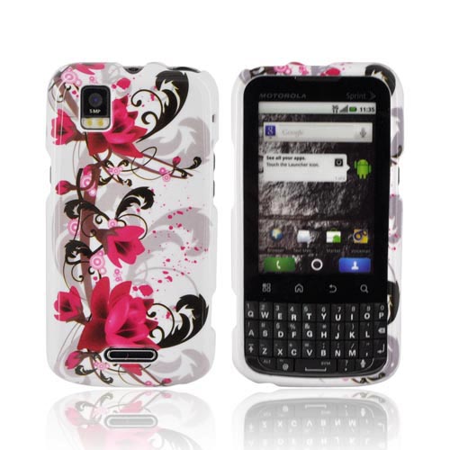 Motorola XPRT MB612 Hard Case - Pink Flowers on White