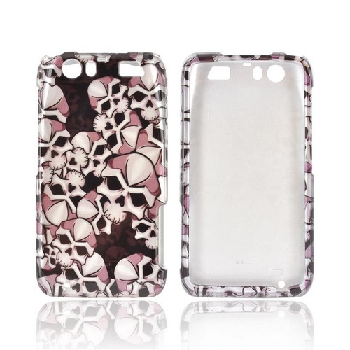 Motorola Atrix HD Hard Case - Silver Skulls on Black