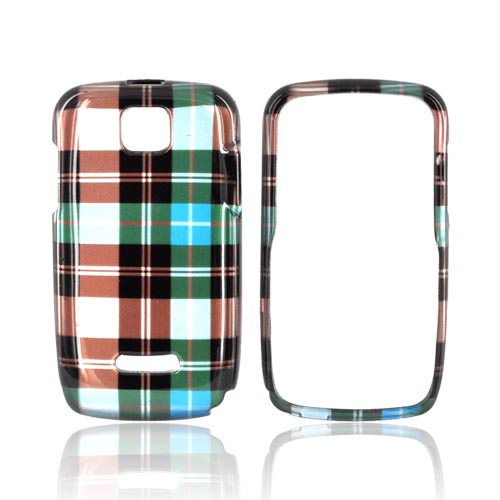 Motorola Theory Hard Case - Plaid Pattern of Blue/ Brown/ Silver