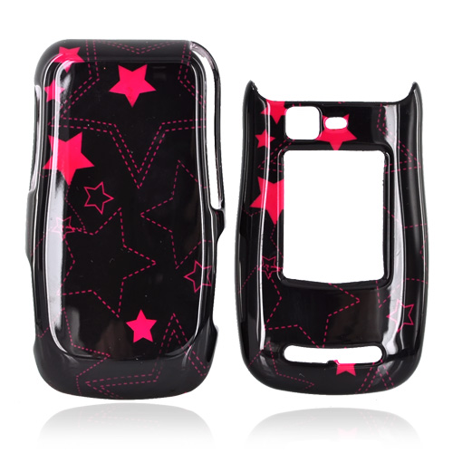 Motorola Quantico W845 Hard Case - Pink Stars on Black