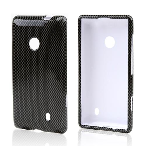 Black/ Gray Carbon Fiber Design Hard Case for Nokia Lumia 521