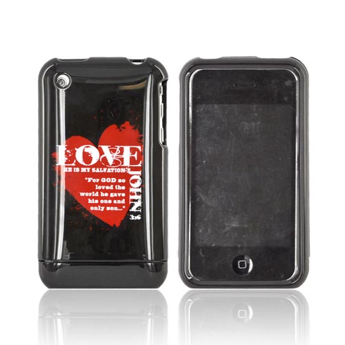 Apple iPhone 3G 3GS Passion Series Hard Case - Red Love John 3:16 on Black