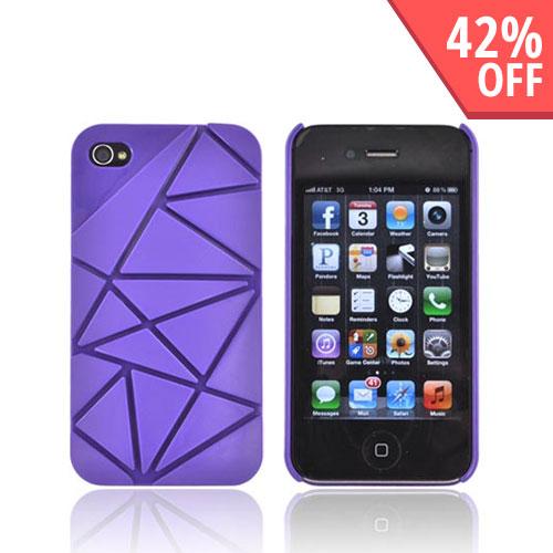 AT&T/ Verizon Apple iPhone 4, iPhone 4S Hard Case w/ Geometric Shapes - Purple