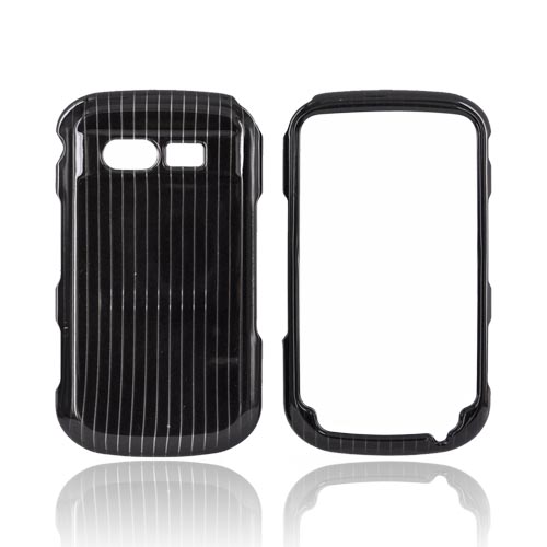 Pantech Caper Hard Case - Silver Lines on Black