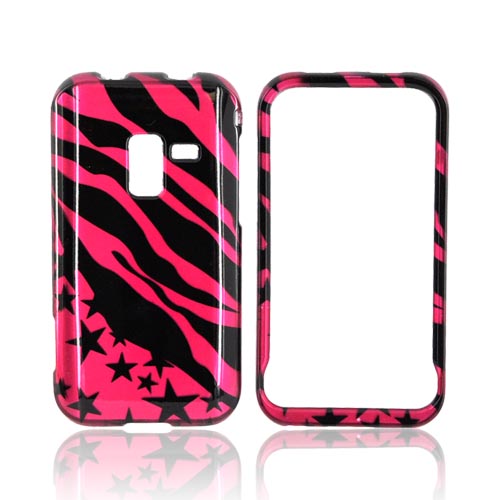 Samsung Conquer 4G Hard Case - Hot Pink/ Black Zebra & Stars