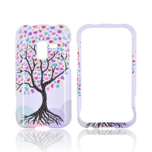 Samsung Conquer 4G Hard Case - Black Tree w/ Multi-Colored Hearts on White
