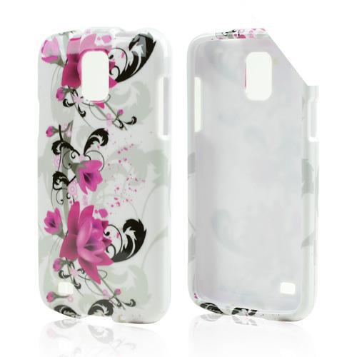 Magenta Flowers & Black Vines on White Hard Case for Samsung Galaxy S4 Active