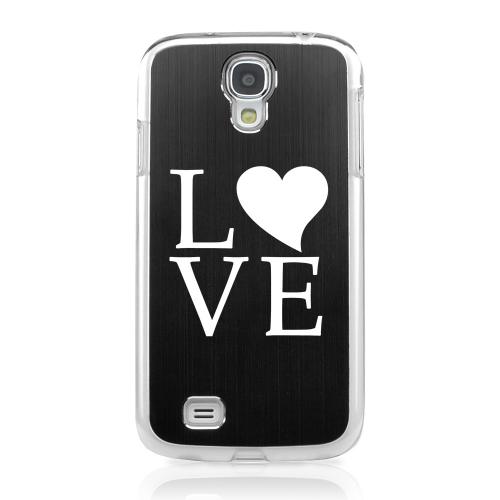 Love - Geeks Designer Line Laser Series Black Aluminum on Clear Case for Samsung Galaxy S4 Love - Geeks Designer Line Laser Series Black Aluminum on Clear Case for Samsung Galaxy S4