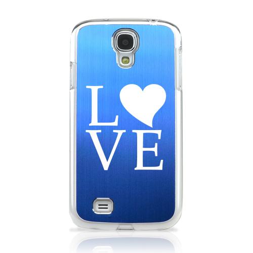 Love - Geeks Designer Line Laser Series Blue Aluminum on Clear Case for Samsung Galaxy S4 Love - Geeks Designer Line Laser Series Blue Aluminum on Clear Case for Samsung Galaxy S4