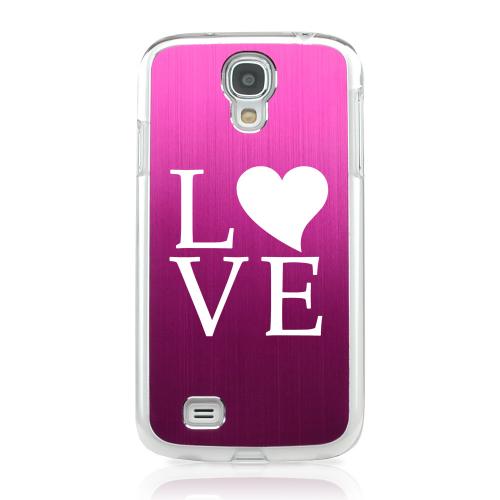 Love - Geeks Designer Line Laser Series Hot Pink Aluminum on Clear Case for Samsung Galaxy S4 Love - Geeks Designer Line Laser Series Hot Pink Aluminum on Clear Case for Samsung Galaxy S4