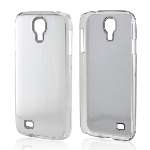 Silver Aluminum Back on Clear Hard Case for Samsung Galaxy S4