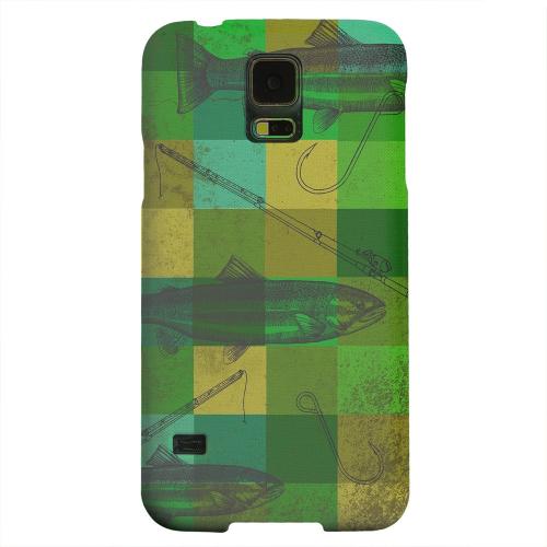 Geeks Designer Line (GDL) Samsung Galaxy S5 Matte Hard Back Cover - Green Plaid Trout Design Geeks Designer Line (GDL) Samsung Galaxy S5 Matte Hard Back Cover - Green Plaid Trout Design