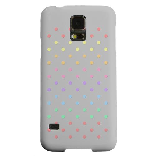 Geeks Designer Line (GDL) Samsung Galaxy S5 Matte Hard Back Cover - Rainbow Dots on Gray