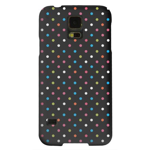 Geeks Designer Line (GDL) Samsung Galaxy S5 Matte Hard Back Cover - Retro Rainbow Dots on Black