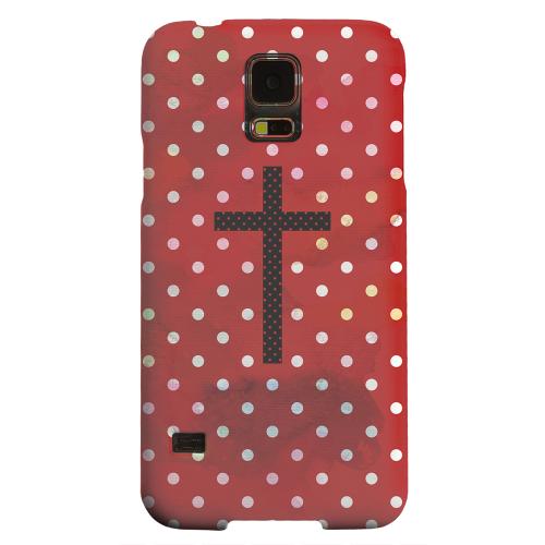 Geeks Designer Line (GDL) Samsung Galaxy S5 Matte Hard Back Cover - Stained Cross on Red