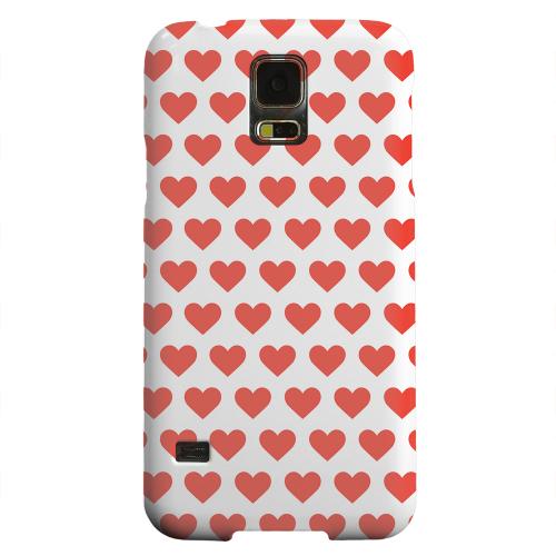 Geeks Designer Line (GDL) Samsung Galaxy S5 Matte Hard Back Cover - Red Hearts on White
