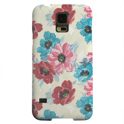 Geeks Designer Line (GDL) Samsung Galaxy S5 Matte Hard Back Cover - Blue/ Red Floral