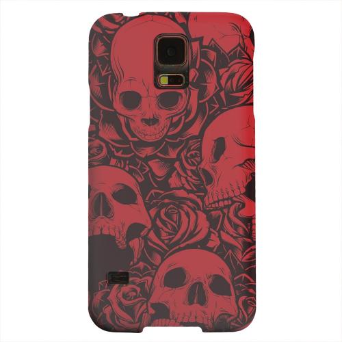 Geeks Designer Line (GDL) Samsung Galaxy S5 Matte Hard Back Cover - Skulls Rose Red/ Black