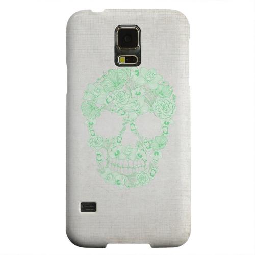 Geeks Designer Line (GDL) Samsung Galaxy S5 Matte Hard Back Cover - Floral Green Skull on Canvas