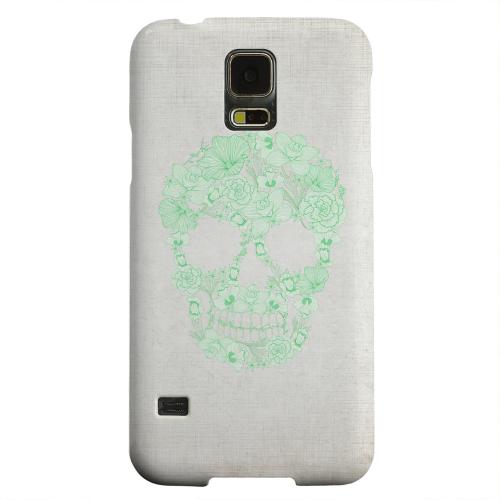 Geeks Designer Line (GDL) Samsung Galaxy S5 Matte Hard Back Cover - Floral Green Skull on Canvas