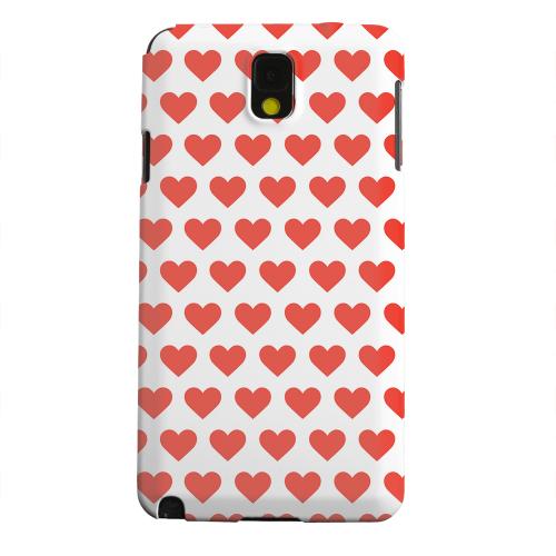 Geeks Designer Line (GDL) Samsung Galaxy Note 3 Matte Hard Back Cover - Red Hearts on White