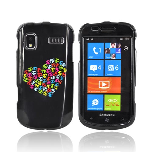Samsung Focus i917 Hard Case - Rainbow Skull Heart on Black