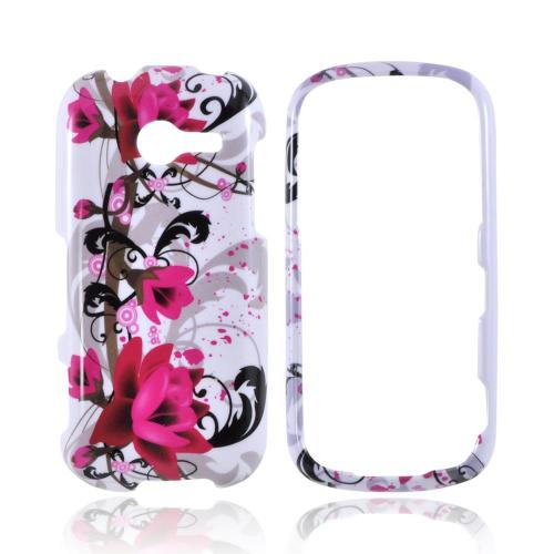 Samsung Array M390 Hard Case - Magenta Flowers & Black Vines on White