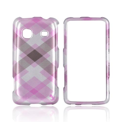 Samsung Galaxy Prevail M820 Hard Case - Baby Pink Plaid on Silver
