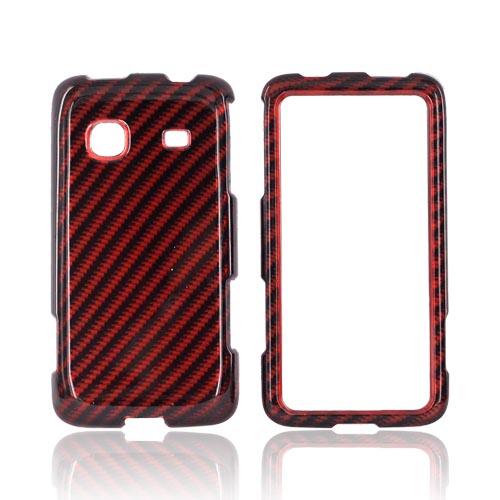 Samsung Galaxy Prevail M820 Hard Case - Red Carbon Fiber Lines