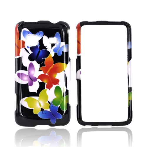Samsung Galaxy Prevail M820 Hard Case - Rainbow Butterflies on Black