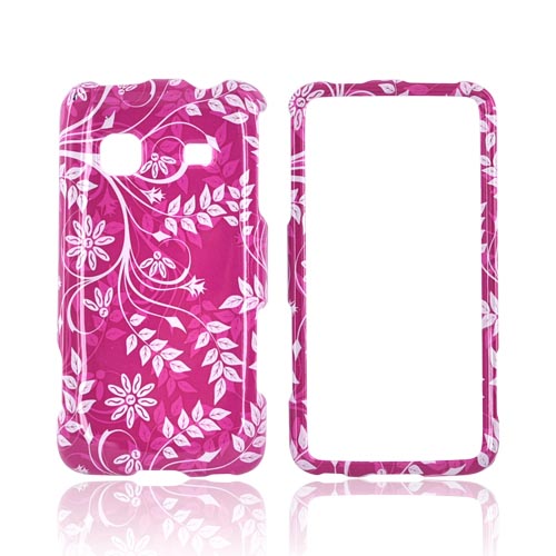 Samsung Galaxy Prevail M820 Hard Case - White Vines/ Leaves on Magenta