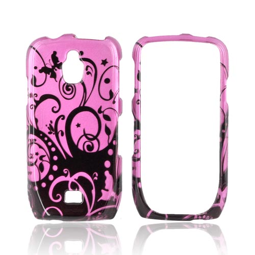 Samsung Exhibit T759 Hard Case - Black Swirl Designs on Purple