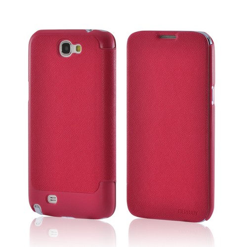 Hot Pink Diary Flip Cover Premium Hard Case w/ ID Slots for Samsung Galaxy Note 2