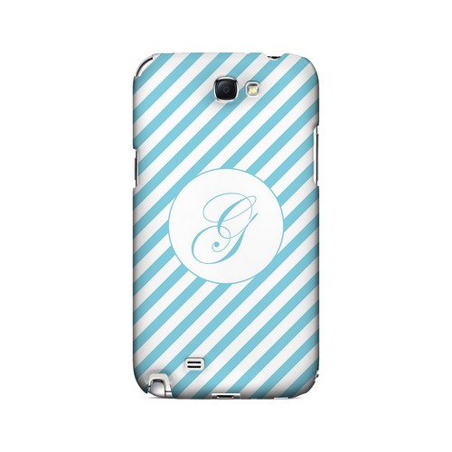 Calligraphy G on Mint Slanted Stripes - Geeks Designer Line Monogram Series Hard Case for Samsung Galaxy Note 2