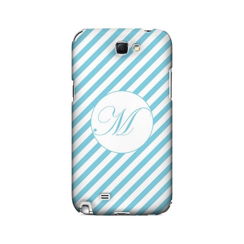 Calligraphy M on Mint Slanted Stripes - Geeks Designer Line Monogram Series Hard Case for Samsung Galaxy Note 2