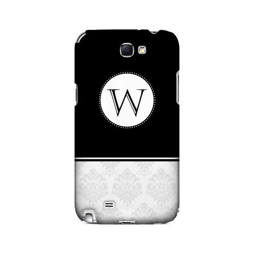 Black W w/ White Damask Design - Geeks Designer Line Monogram Series Hard Case for Samsung Galaxy Note 2