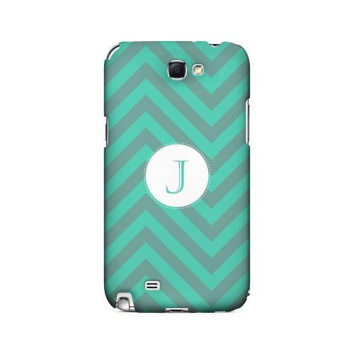 Seafoam Green J on Zig Zags - Geeks Designer Line Monogram Series Hard Case for Samsung Galaxy Note 2