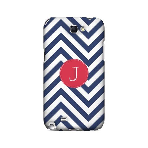 Cherry Button J on Navy Blue Zig Zags - Geeks Designer Line Monogram Series Hard Case for Samsung Galaxy Note 2