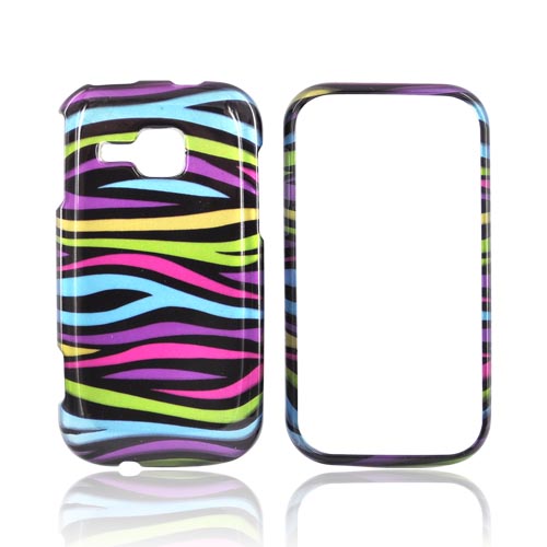 Samsung Galaxy Indulge R910 Hard Case - Rainbow Zebra on Black