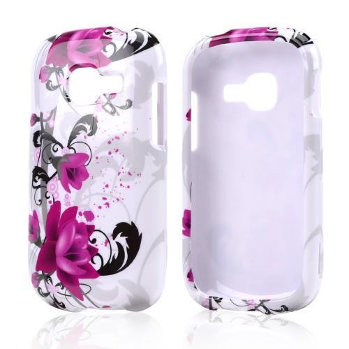 Magenta Flowers w/ Black Vines on White Hard Case for Samsung Galaxy Centura