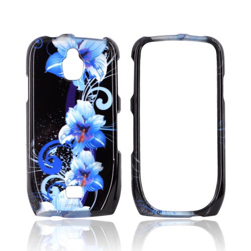 Samsung Exhibit T759 Hard Case - Blue Flowers on Black
