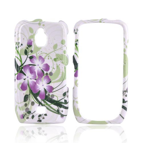 Samsung Exhibit T759 Hard Case - Purple Lilly on Green/ White