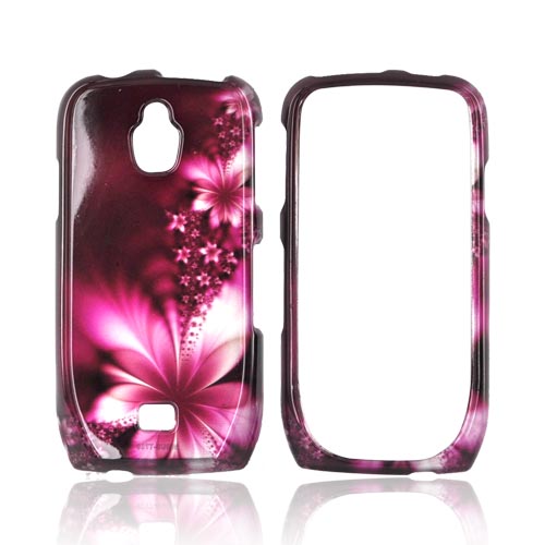 Samsung Exhibit T759 Hard Case - Pink Flowers on Maroon