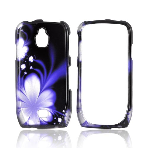 Samsung Exhibit T759 Hard Case - Purple Flower on Black