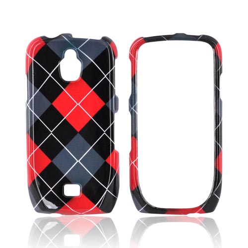 Samsung Exhibit T759 Hard Case - Red/ Gray/ Black Argyle
