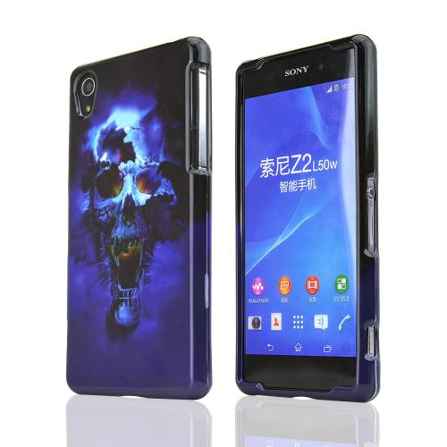 Blue Skull Sony Xperia Z2 Plastic Hard Case Cover, Great Basic Protection!