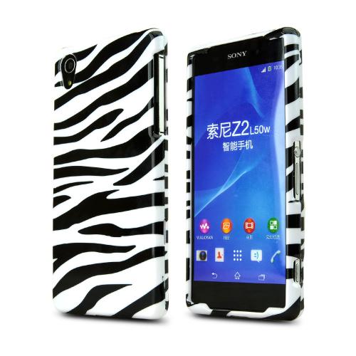Black Zebra On White Sony Xperia Z2 Plastic Hard Case Cover, Great Basic Protection!