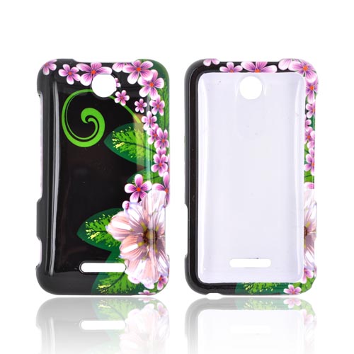 ZTE Score X500 Hard Case - Pink/ Purple Flower on Black