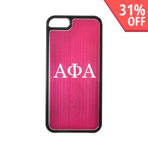 Apple iPhone 5/5S Hard Back Cover w/ Hot Pink Aluminum Back - Alpha Phi Alpha Apple iPhone 5/5S Hard Back Cover w/ Hot Pink Aluminum Back - Alpha Phi Alpha