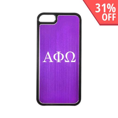 Apple iPhone 5/5S Hard Back Cover w/ Purple Aluminum Back - Alpha Phi Omega